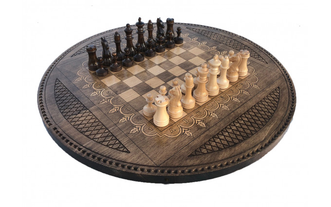 Шахматы + нарды резные "Круглые" 60, Mkhitaryan Шахматы + нарды резные "Круглые" 60, Mkhitaryan